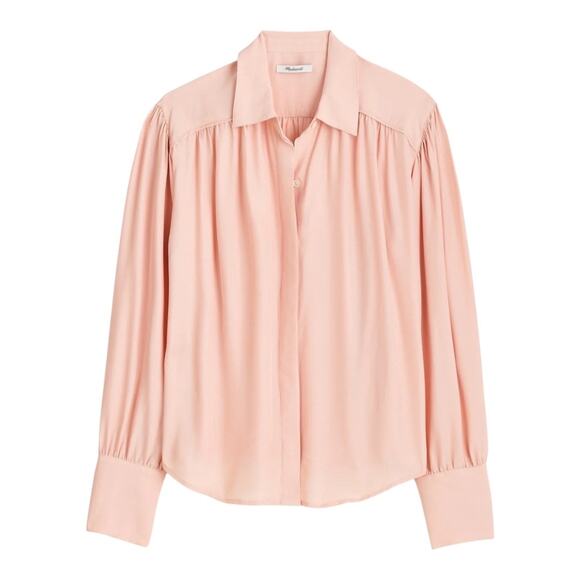 Madewell Long Sleeve Button Front Top in Pale Blush size small - Picture 1 of 13